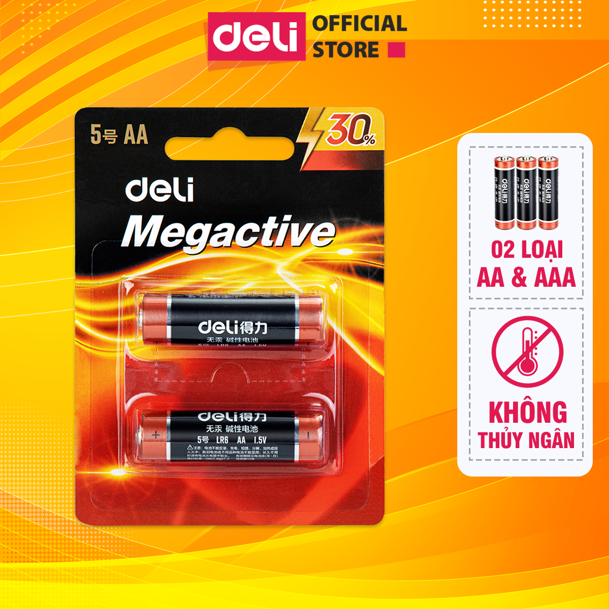 Pin kiềm akaline deli - 2 loại aa và aaa - vỉ 2 viên / 4 viên mạnh mẽ, đầy đủ các chức năng và nguồn điện dồi dào
