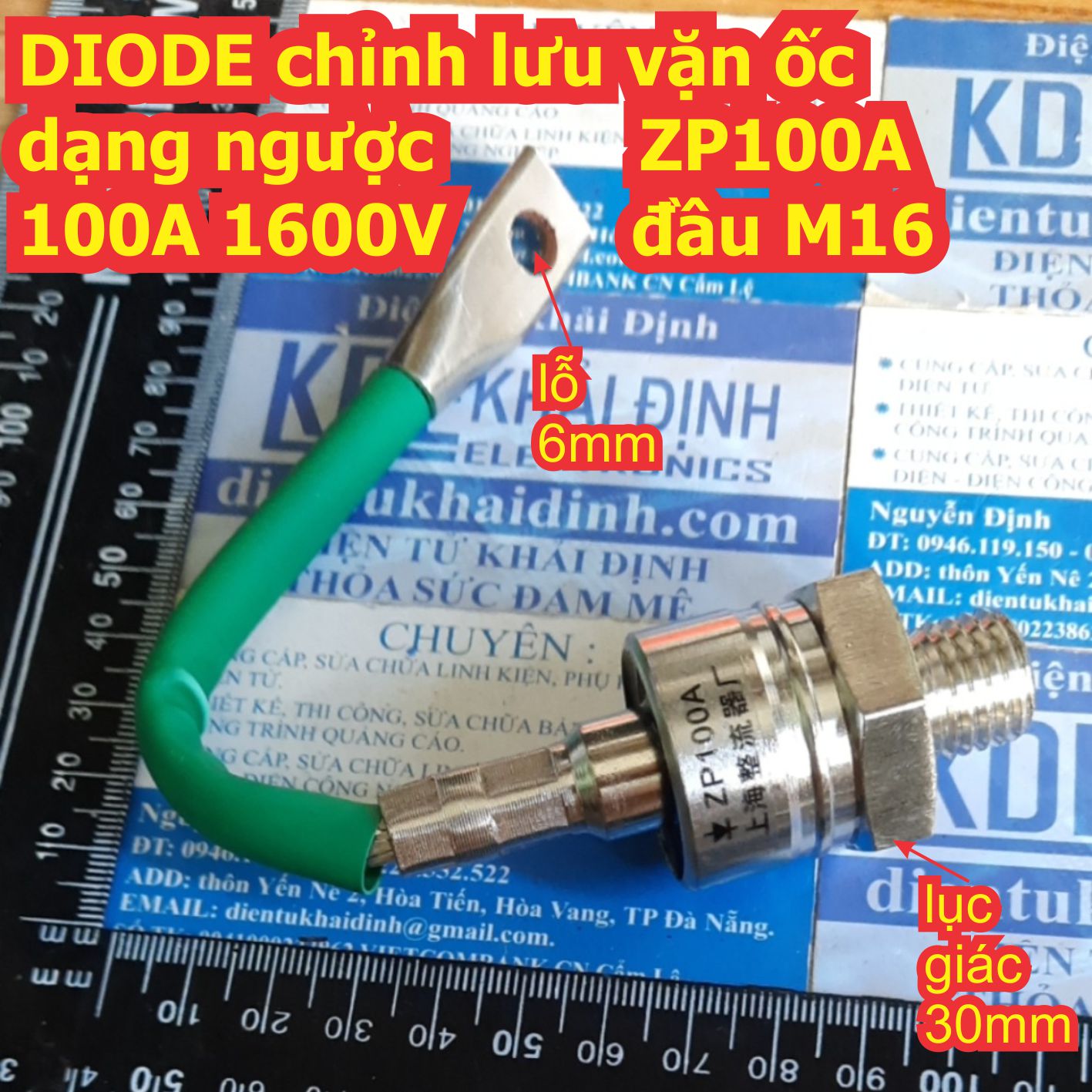 DIODE chỉnh lưu đầu vặn ốc ZP100A 2CZ100A 100A 1600V, đầu M16 kde4807