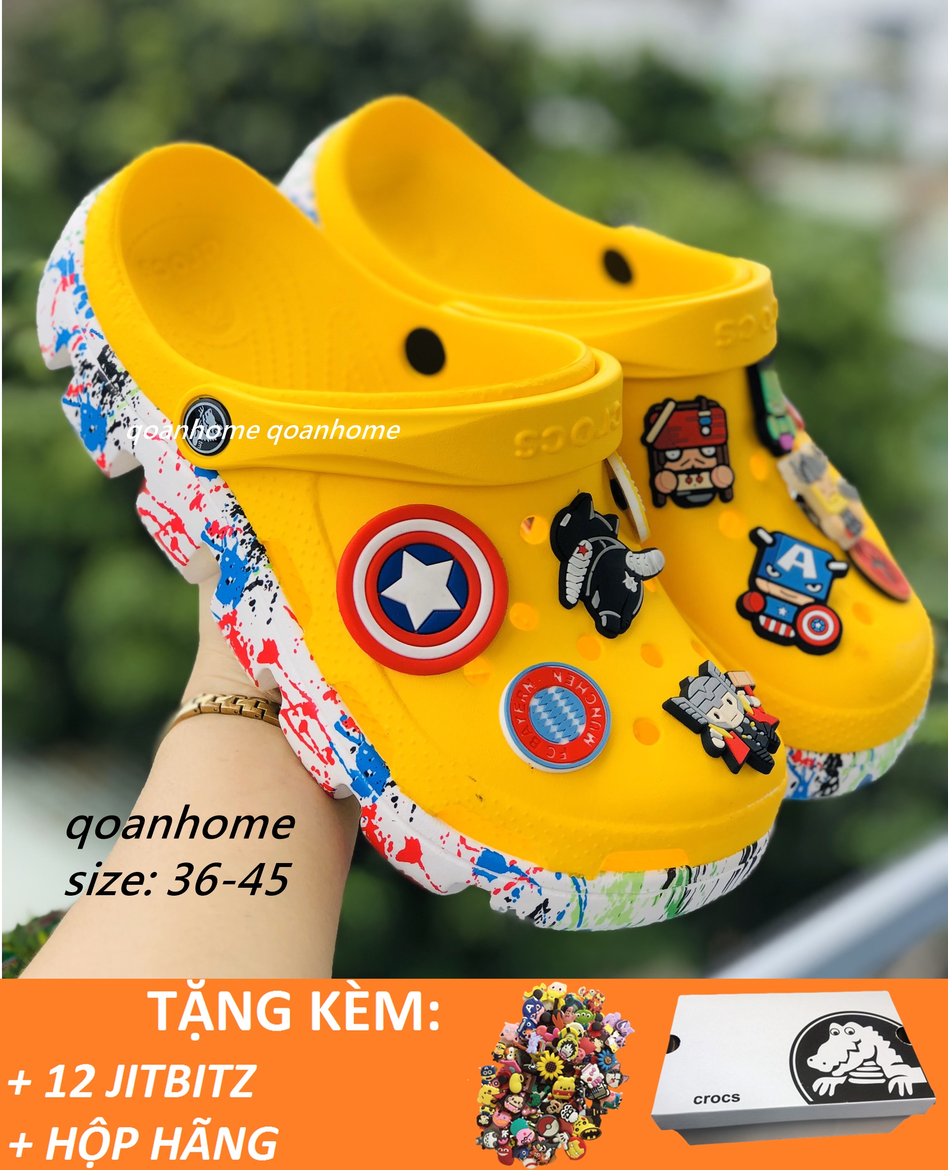 DÉP CÁ SẤU CROCS VÀNG ĐỂ VẨY SƠN- DÉP QUAI NGANG CROCS DUET SPORT -  DÉP CÁ SẤU - DÉP QUAI NGANG CÁ SẤU - DÉP SỤC- DÉP CROCS