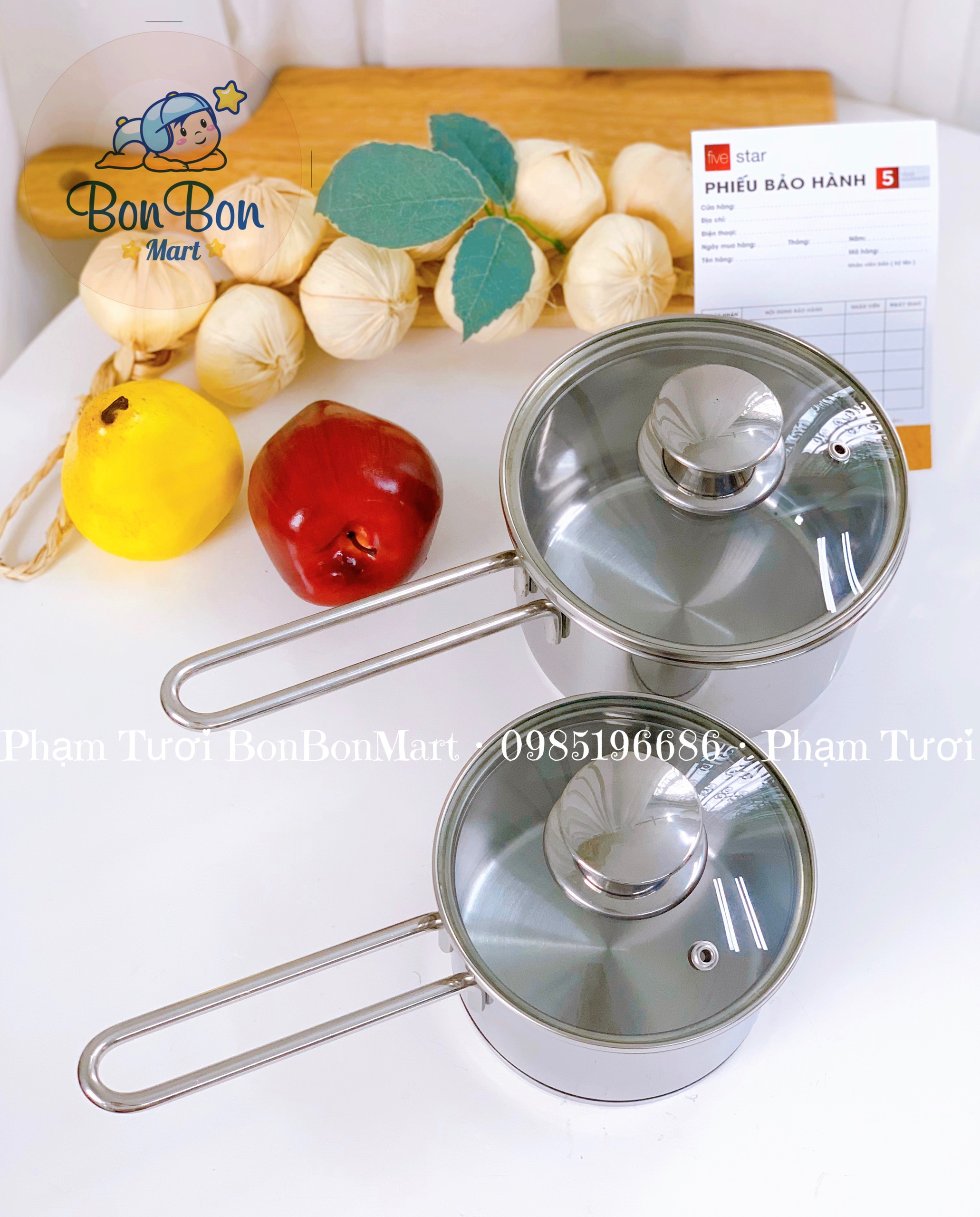 Nồi nấu bột, cháo inox 3 đáy five star dày dặn, sáng bóng phân phối chính hãng Bonbon Mart