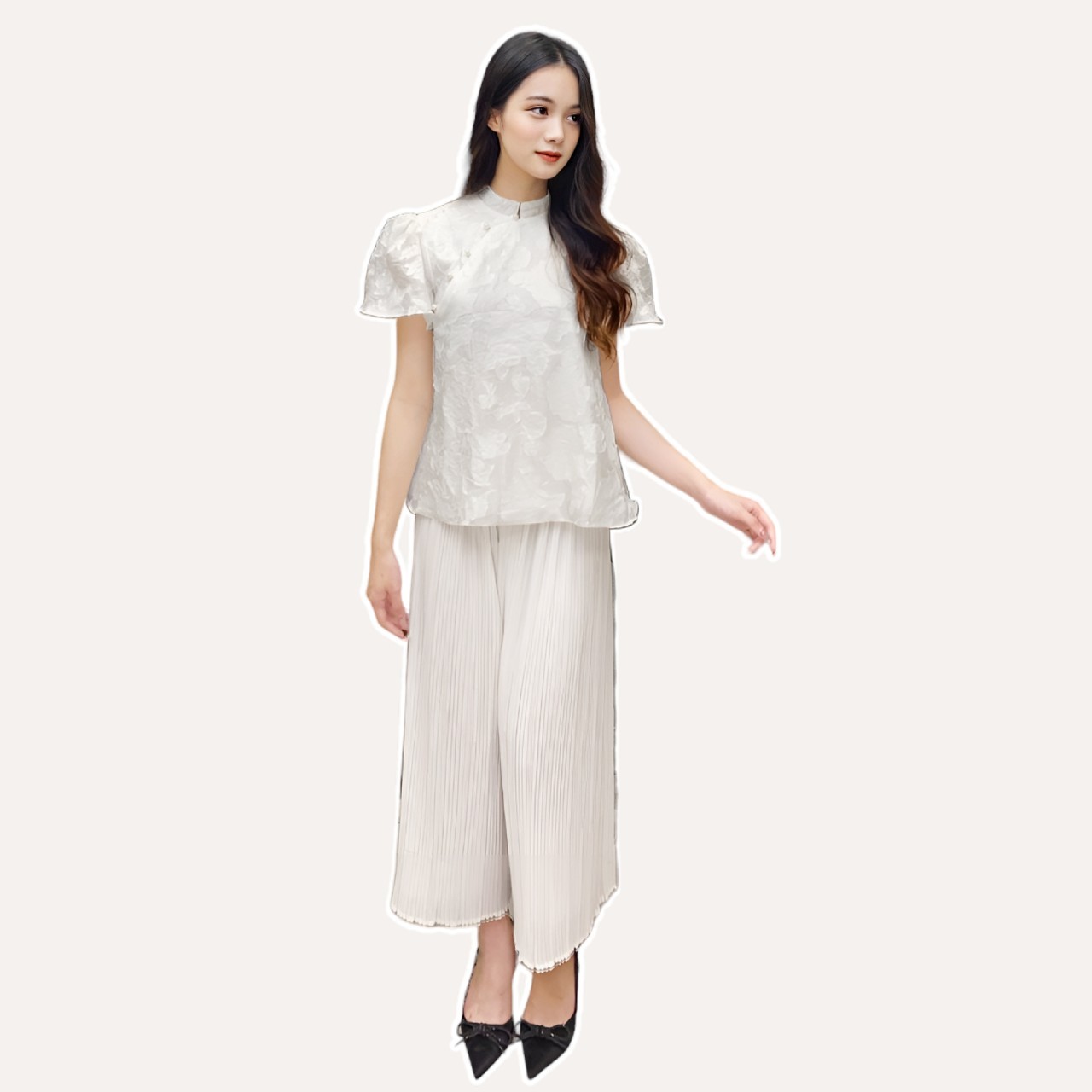 Quần nữ dập/xếp ly ống rộng chất mát Linly Store Q-S3