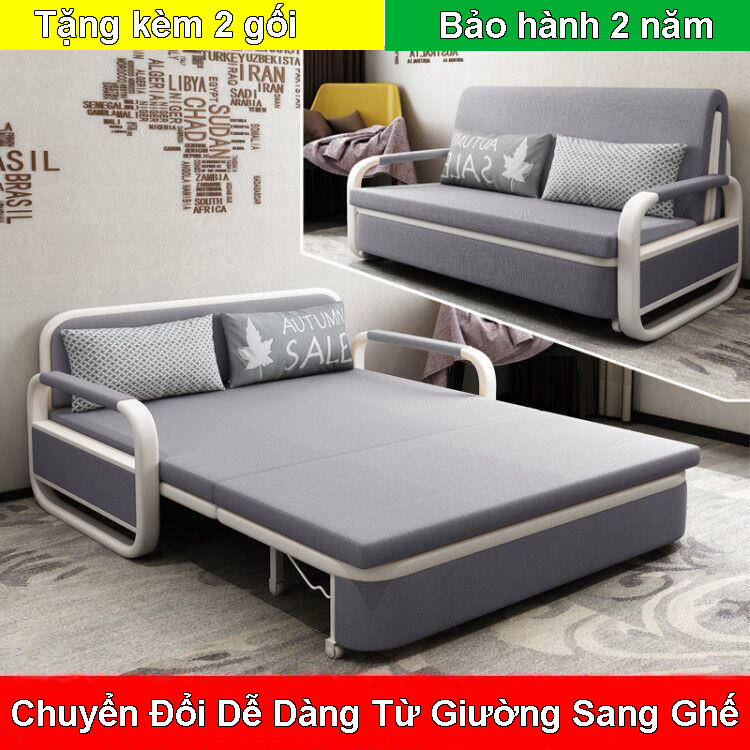 [Bán chạy] Giường Sofa Gấp Gọn Đa Năng Kiêm Ghế Phong Cách Bắc Âu (1m2x1m9) (Tặng kèm 2 gối)