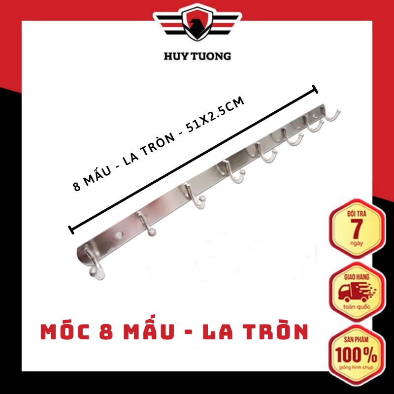 Móc treo quần áo, móc treo gắn tường inox 6 7 8 9 10 có 2 loại tròn và dẹp - Huy Tưởng