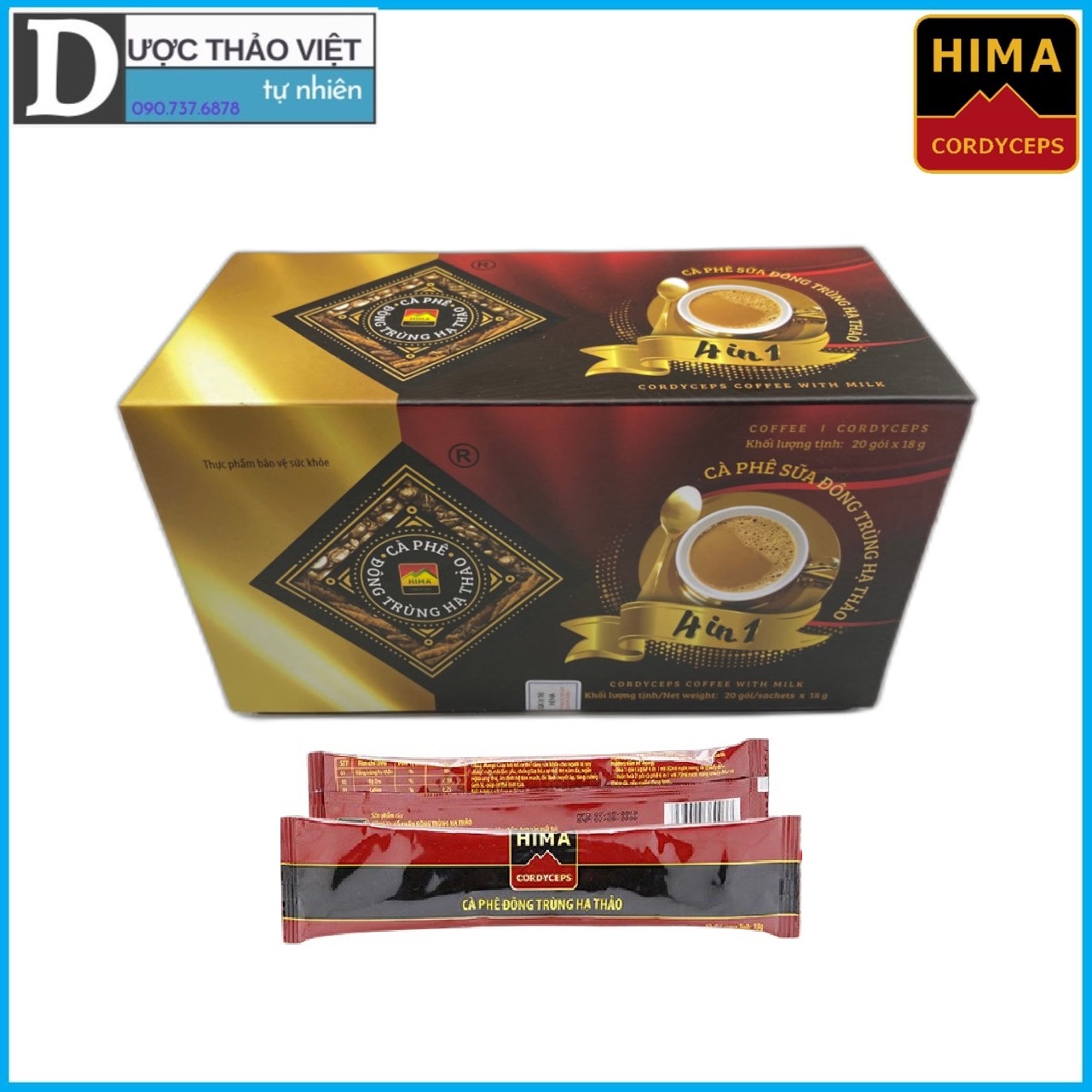 Hộp Cà Phê Sữa Đông Trùng Hạ Thảo HiMa 20 gói/hộp.