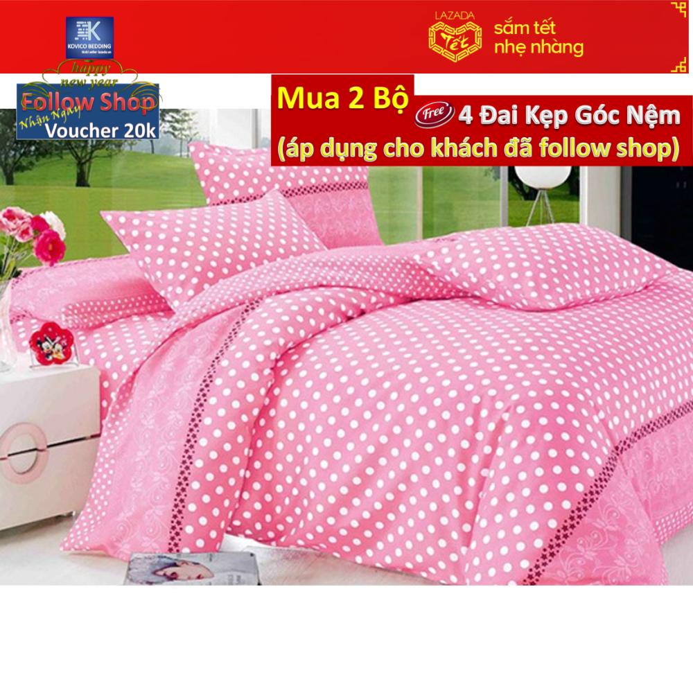 Bộ ga bọc chấm bi hồng