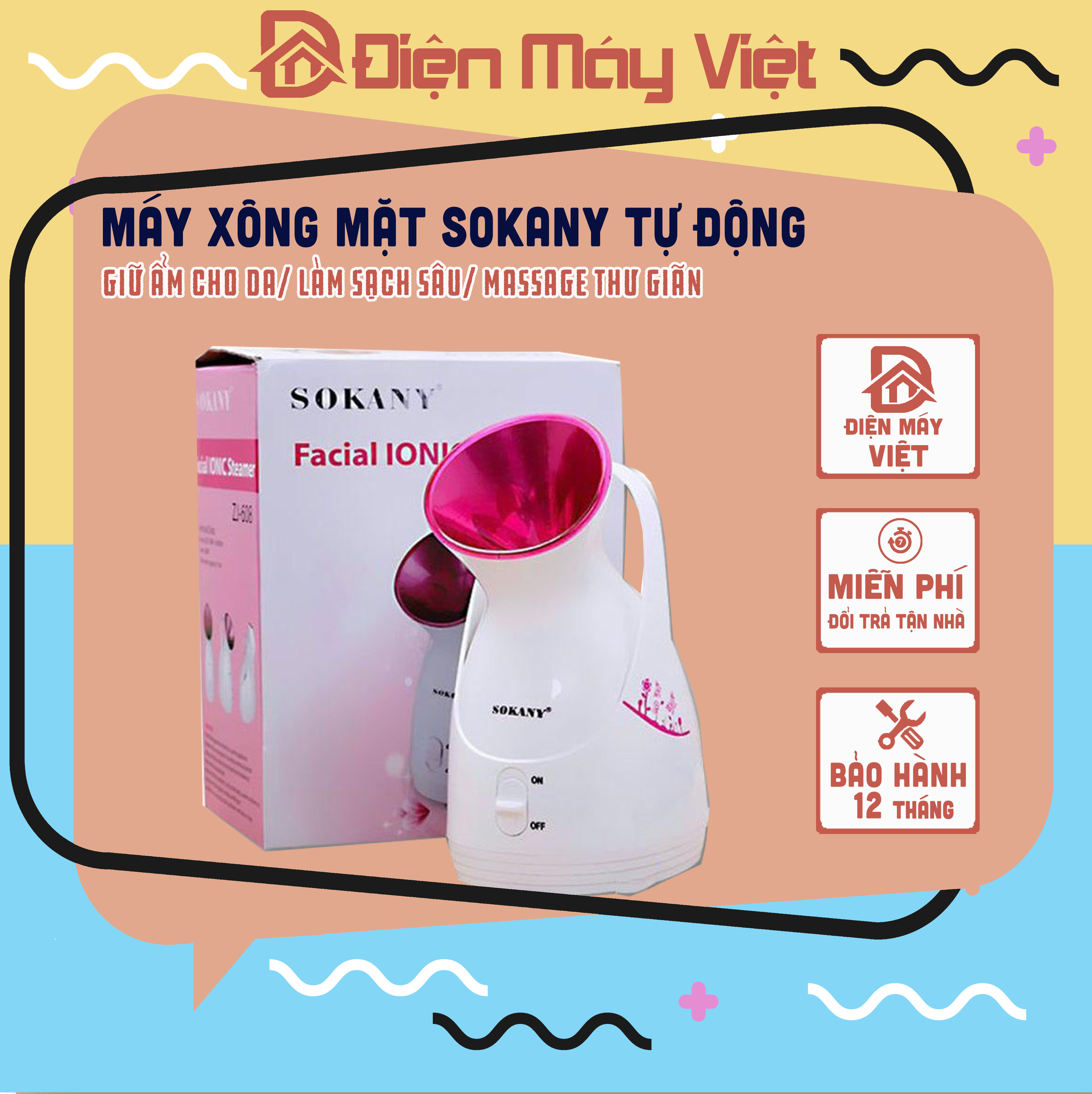 Máy xông mặt sokany tại nhà cao cấp, máy xông hơi mặt sokany đa năng