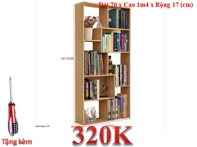 Kệ sách gỗ chữ u 8 ngăn
