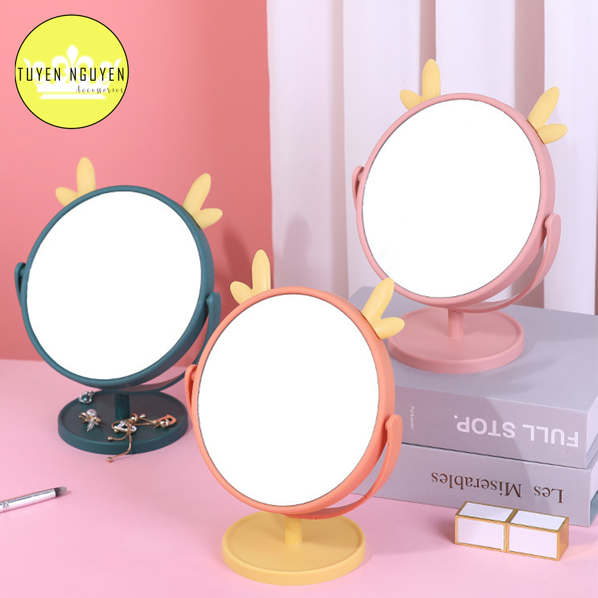 Gương tai thỏ tai hươu để bàn trang điểm làm đẹp mẫu mới