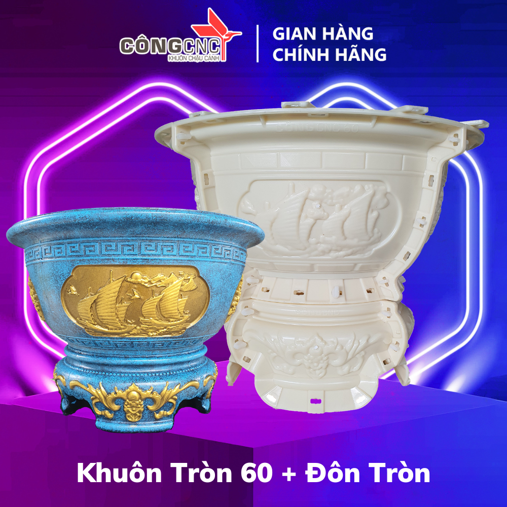 Khuôn chậu cảnh tròn abs 60 kèm chân đôn
