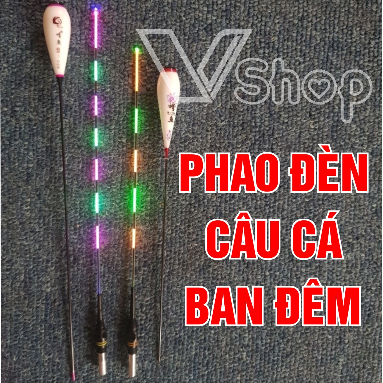 Phao nano dùng pin, phao sáng đèn, câu cá buổi tối, câu đêm