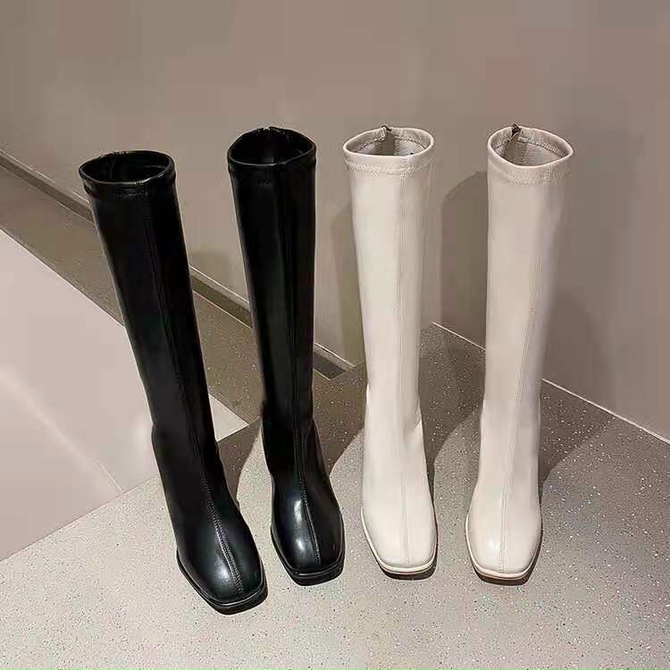 Bốt nữ boot đùi cổ cao da bóng và da mờ có khóa sau gót vạt 7 phân cao cấp
