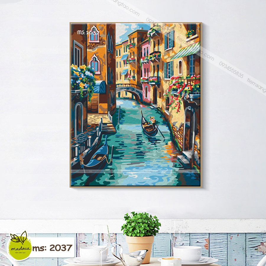 Tranh tô màu theo số thành phố Vencie thơ mộng T2037