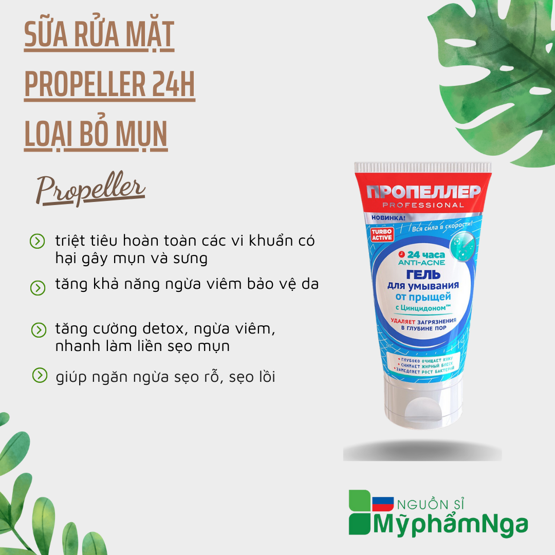 Sữa rửa mặt Propeller 24h loại bỏ mụn trứng cá
