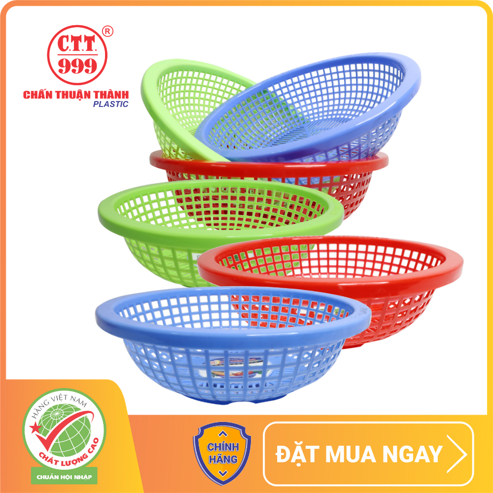 Combo 6 Rổ nhựa tròn 30cm Chấn Thuận Thành đựng đồ đạc, đựng thực phẩm rau củ đa năng tiện lợi RC3020-6 (nhiều màu)