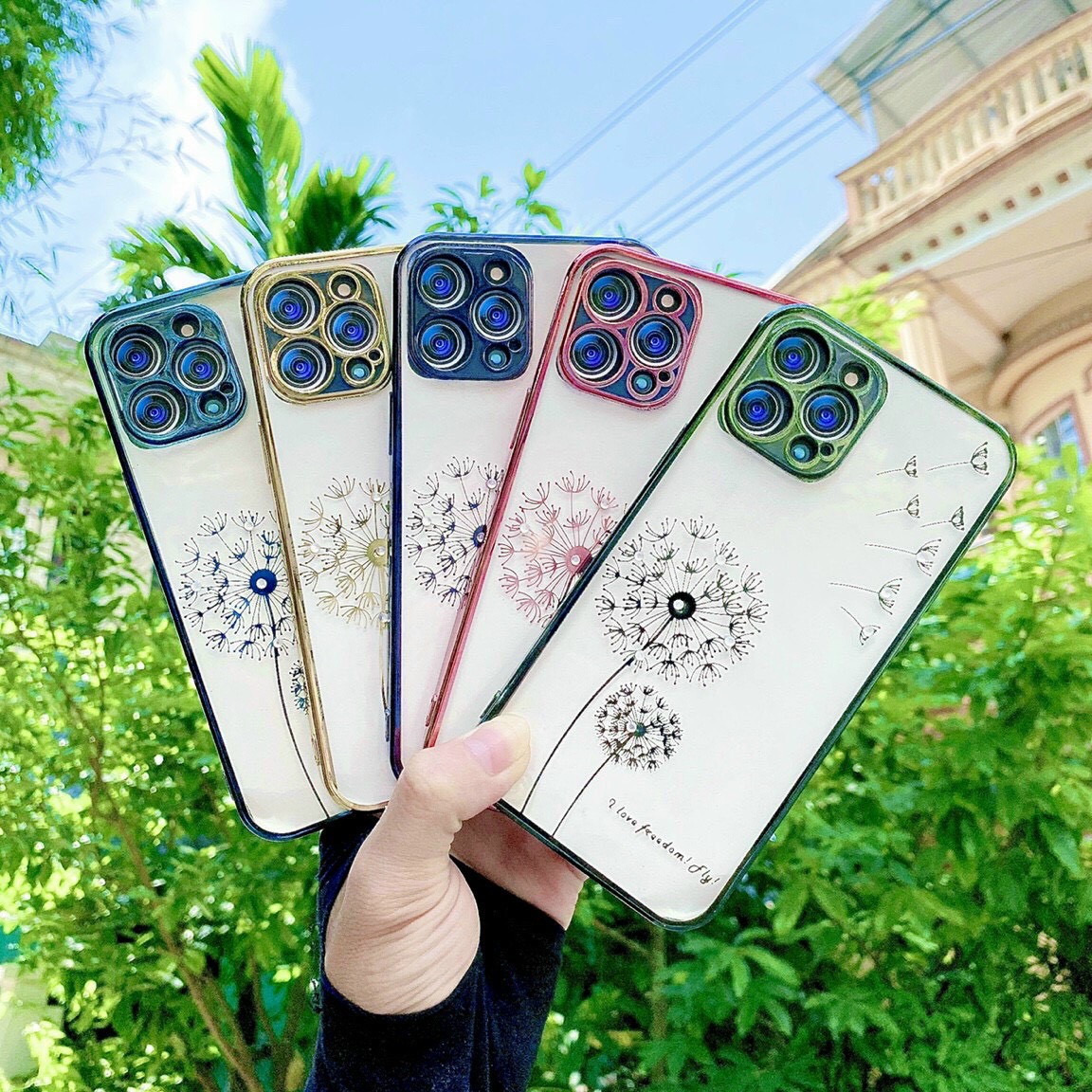 Ốp lưng dẻo đính đá Hoa BỒ CÔNG ANH cho iPhone 12 Pro Max, IP12, 12 Pro, 11 Pro Max, IP11 Xs Max, X/Xs, 7Plus/7, 6Plus/6 viền màu bảo vệ camera