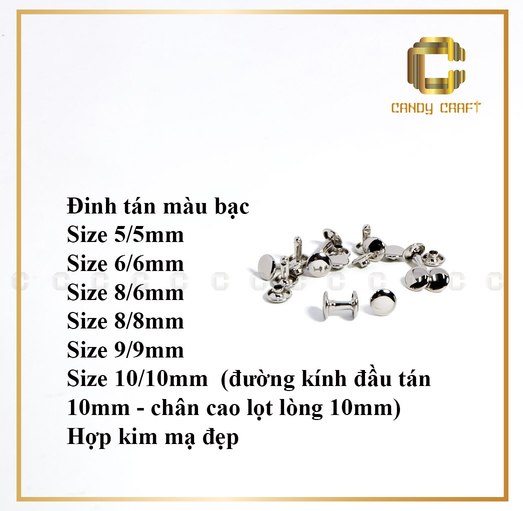 Đinh tán màu bạc - phụ kiện làm túi xách - phụ kiện Candy Craft