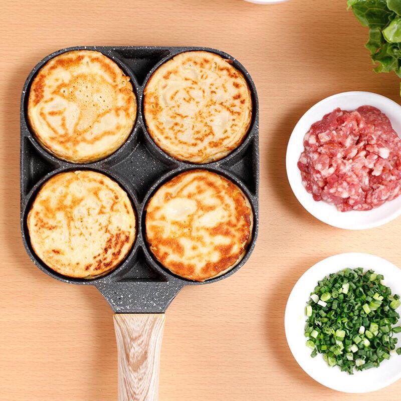 Chảo đá chống dính chia ô chiên trứng, chiên rán đa năng tiện lợi