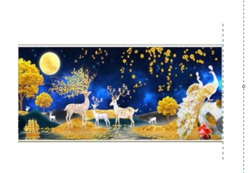 Tranh thêu chữ thập hươu tài lộc thêu kín