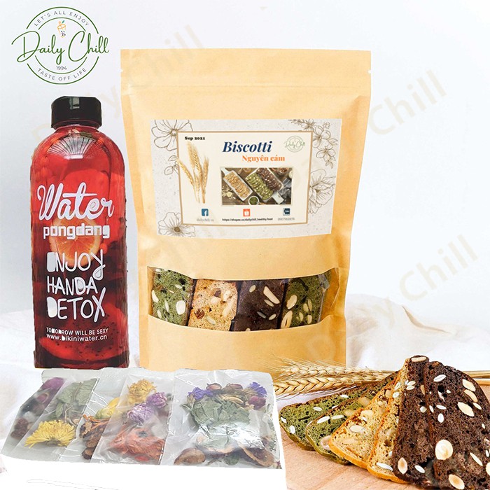 Combo Bánh Biscotti + Set Detox Giảm Cân Dùng Cho Bà Bầu, Ăn Kiêng, Người Tập Gym - Daily Chill