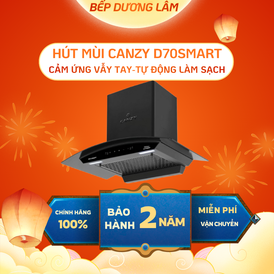 Máy hút mùi Canzy CZ D70SMART I Cảm ứng, cảm biến vẫy tay thông minh I Chế độ tự làm sạch I Model mới nhất hiện đại