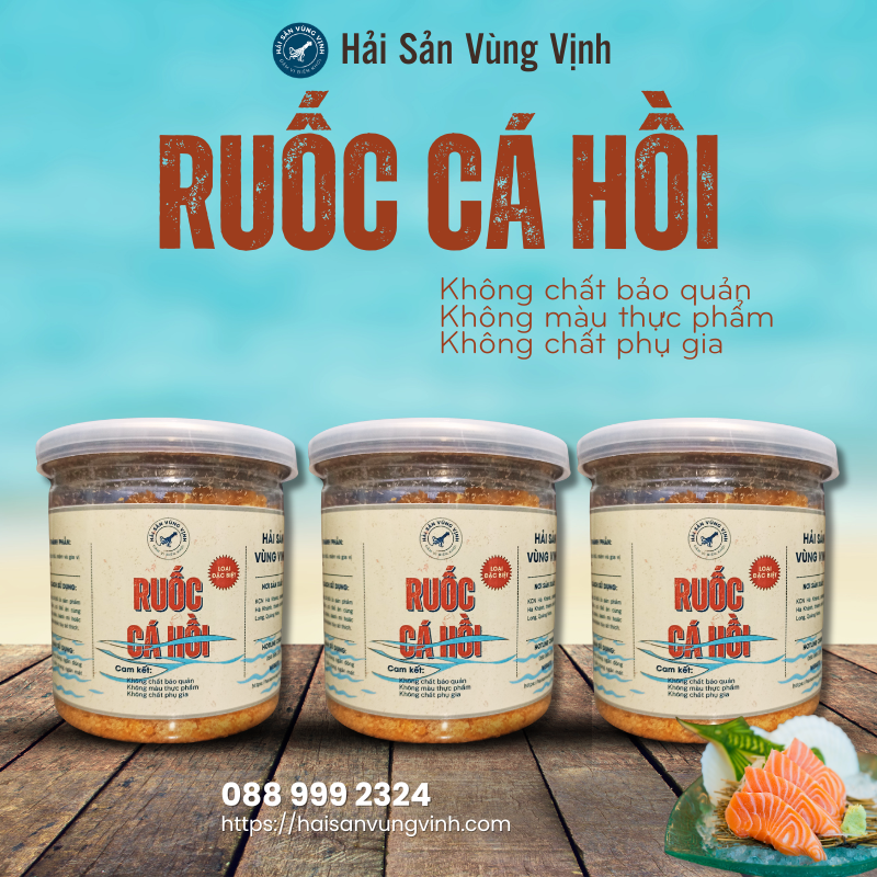 Ruốc cá hồi cho bé ăn dặm, Chà bông cá hồi siêu ngon hũ 100g - HaiSanVungVinh