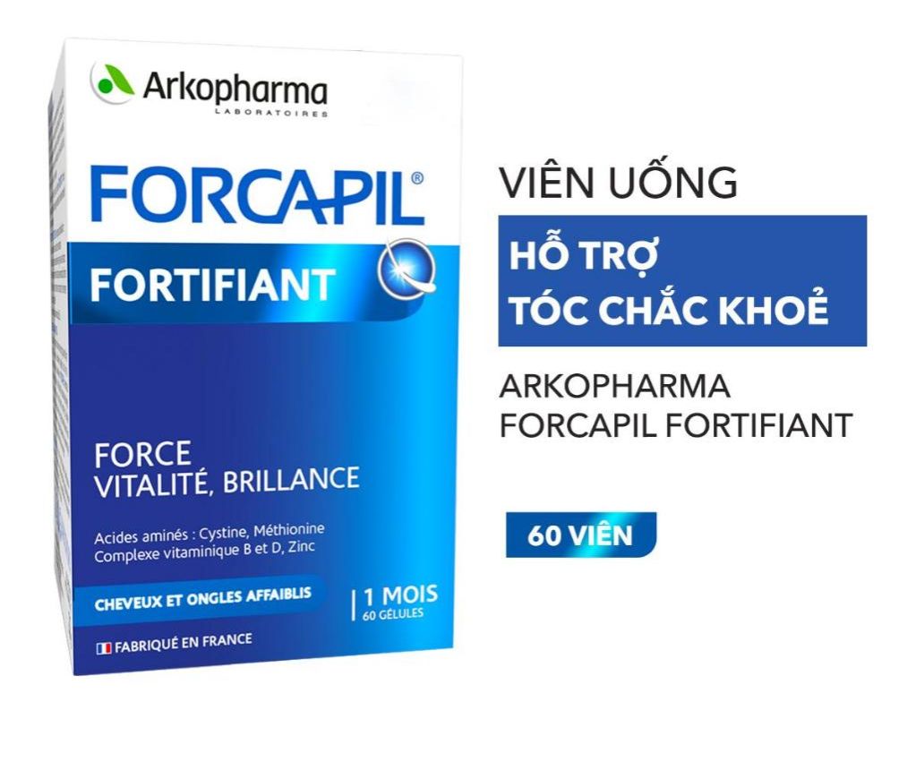 (Imported - Genuine) Pills to Prevent Hair Loss and Nourish to Help Grow Stronger Hair, Suitable for Pregnant Women and Children Arkopharma Forcapil Fortifiant - 60 Tablets/Box