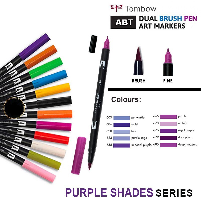 Bút cọ Tombow Dual brush tone Purple