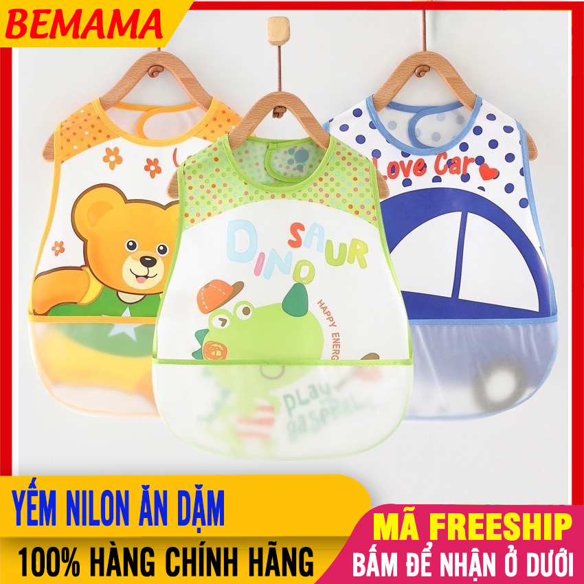 Yếm Ăn Dặm Nilon Chống Thấm Có Máng (45 x 28 cm) Chất Liệu An Toàn, Chống Phai Màu - Yếm Ăn Dặm Có Máng Giá Rẻ, Yếm Ăn Dặm Cho Bé Trai Bé Gái BEMAMA - Yếm Nilon - BTT00280