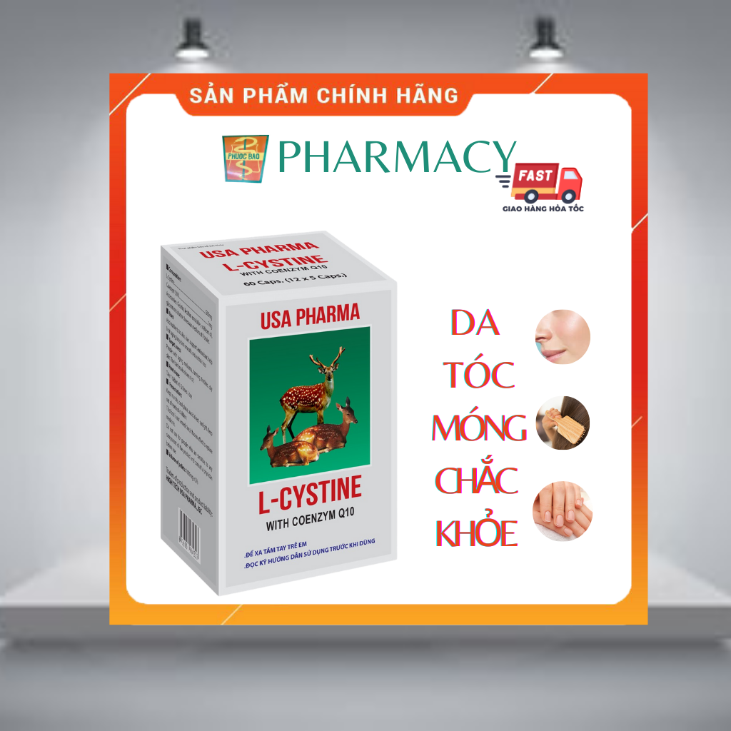 L-CYSTINE giảm rụng tóc, đẹp da, giảm nám, tàn nhang, hạn chế lão hóa - Hộp 60 viên (Mediphar USA)