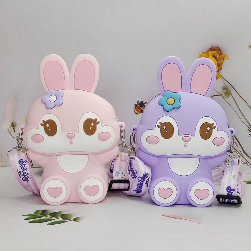 Túi đeo chéo cho bé silicon Hình Thỏ phong cách Hàn Quốc, Túi da silicon mini cao cấp, mềm mịn thời trang đáng yêu mẫu mới dành cho trẻ em