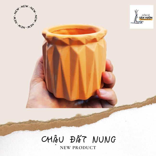 Combo 10 chậu cây gốm đất nung hình Trứng Kim Cương D8xH8cm