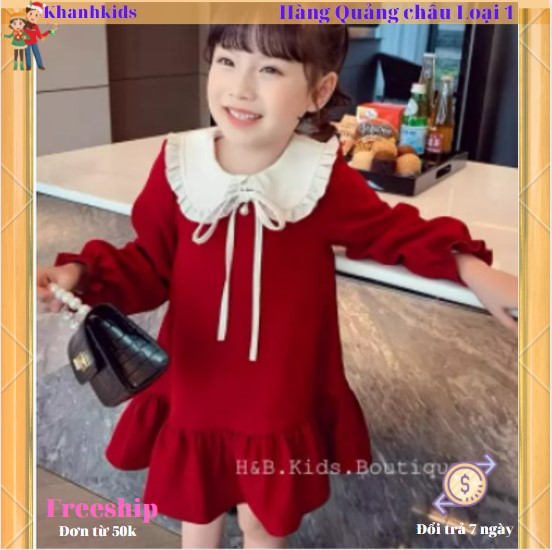 Đầm bé gái thu đông cho bé từ 10 đến 30kg cực đẹp, đầm cho bé dài tay họa tiết dáng xòe cổ sen , chất liệu nhung cực mềm mịn ấm áp, thiết kế đuôi cá đơn giản dễ thương thoải mái cho bé vận động
