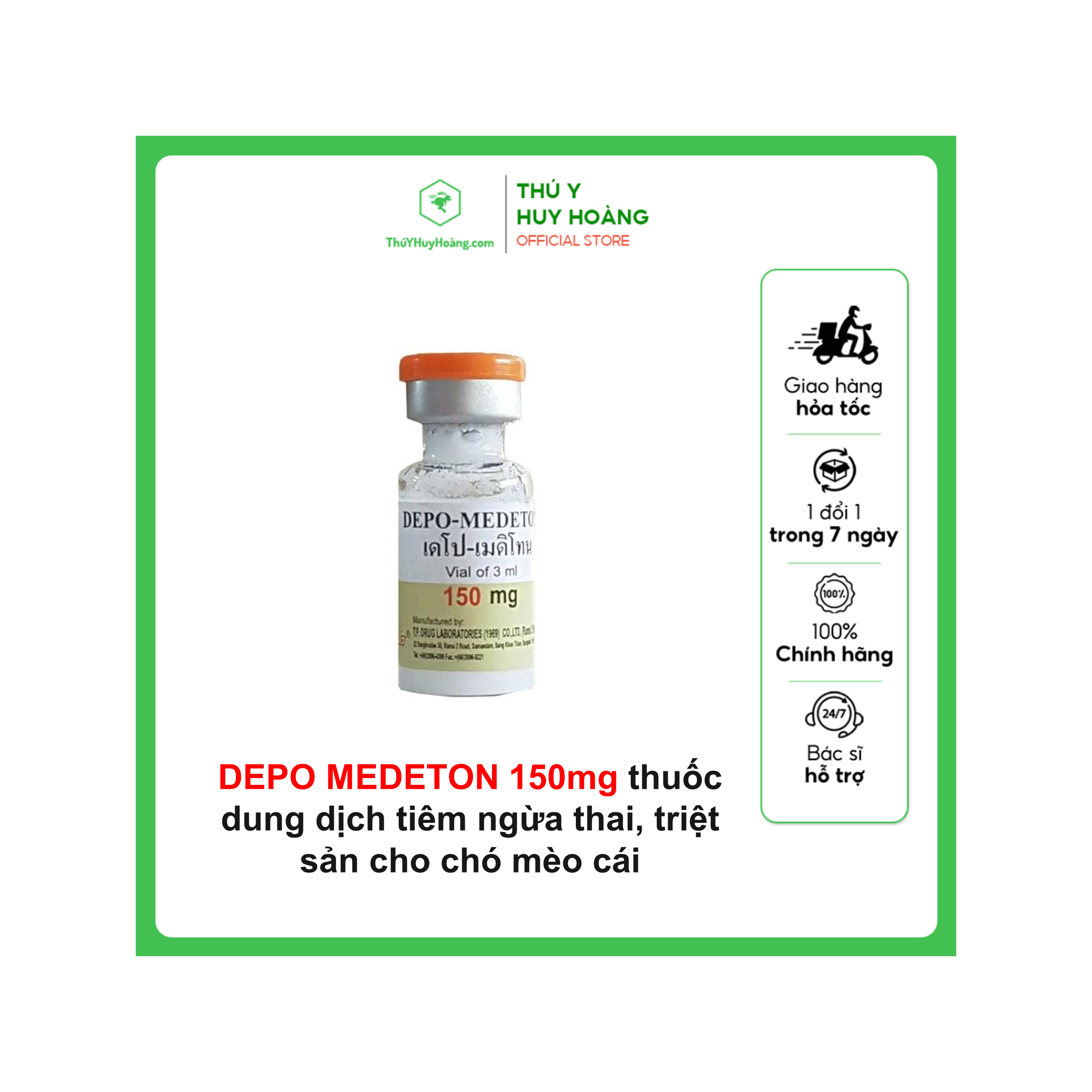 Depo medeton lọ 3ml dung dịch tiêm ngừa thai triệt sản chó mèo cái