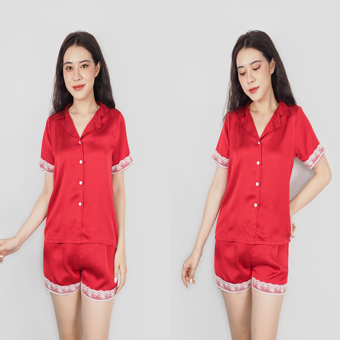 Pijama nữ tiểu thư ngắn lụa satin cao cấp mặc ngủ mềm mát thỏa mái