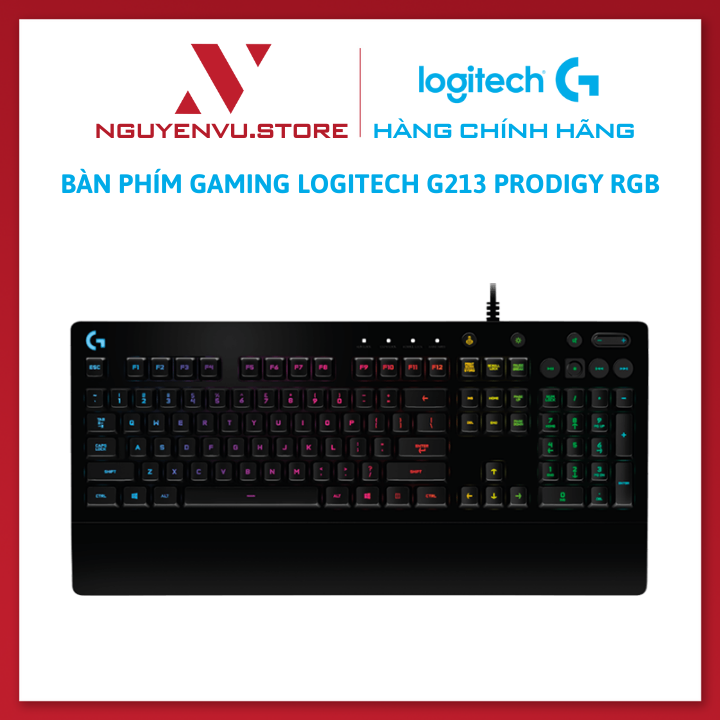 Bàn phím game có dây Logitech G213 Prodigy - RGB Lightsync, phím Media chuyên biệt, chống tràn bền bỉ - Hàng Chính Hãng