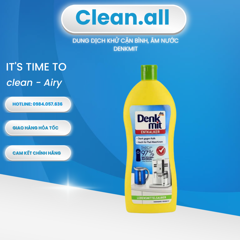 Dung dịch tẩy cặn nước Denkmit khử cặn ấm siêu tốc, ấm nước, máy pha cà phê nội địa Đức.