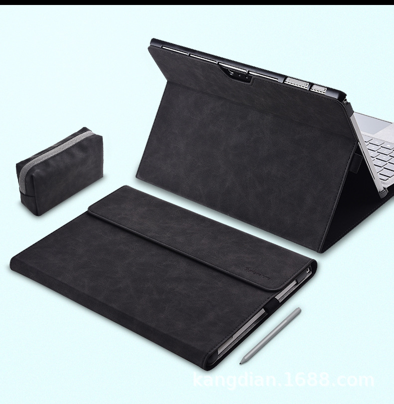 Combo Bao da cao cấp Surface Pro 4,Pro 5,Pro 6, Pro 7 , Pro X + Túi phụ kiện Màu đen