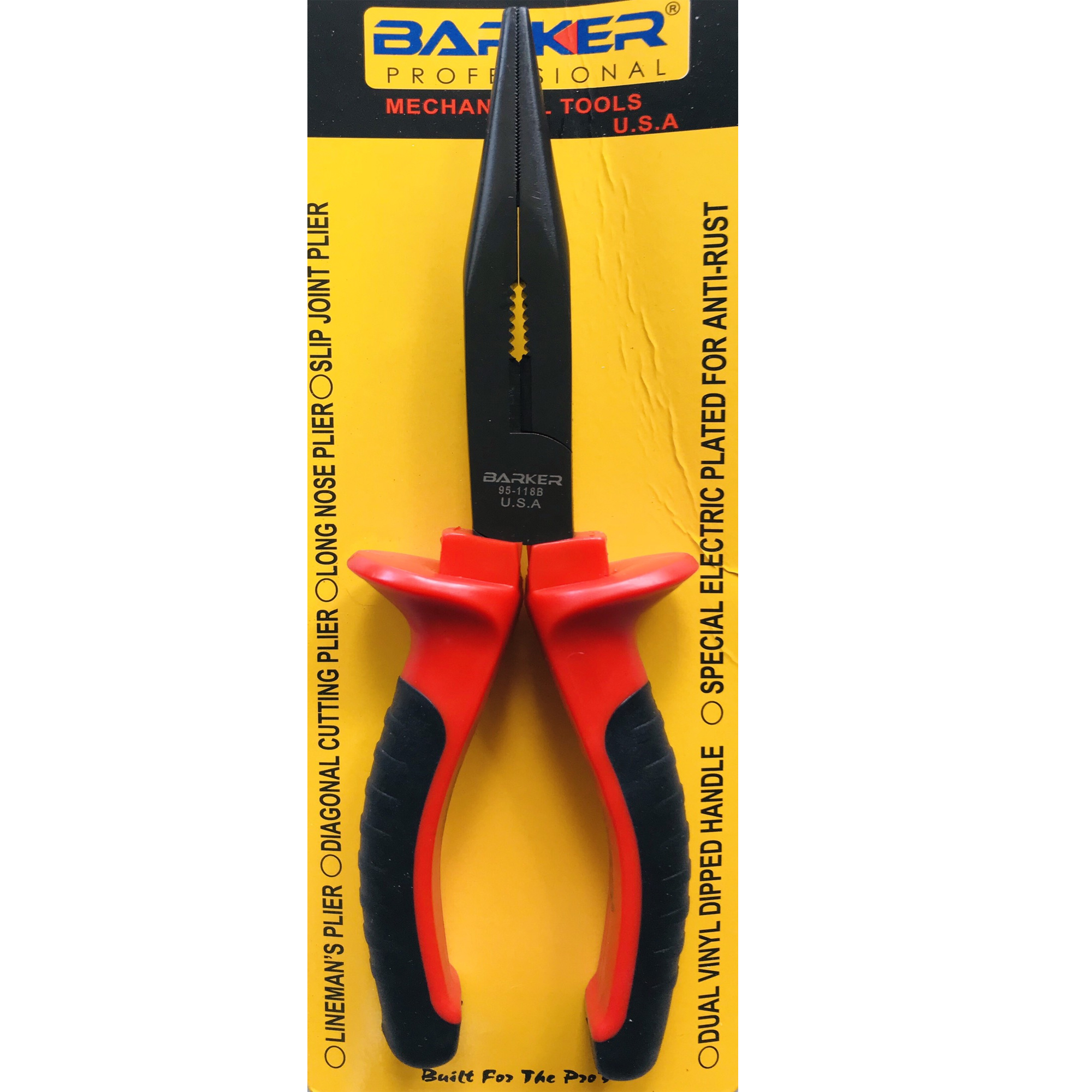 Kìm nhọn 7-1/2" đen đỏ barker 95-118b