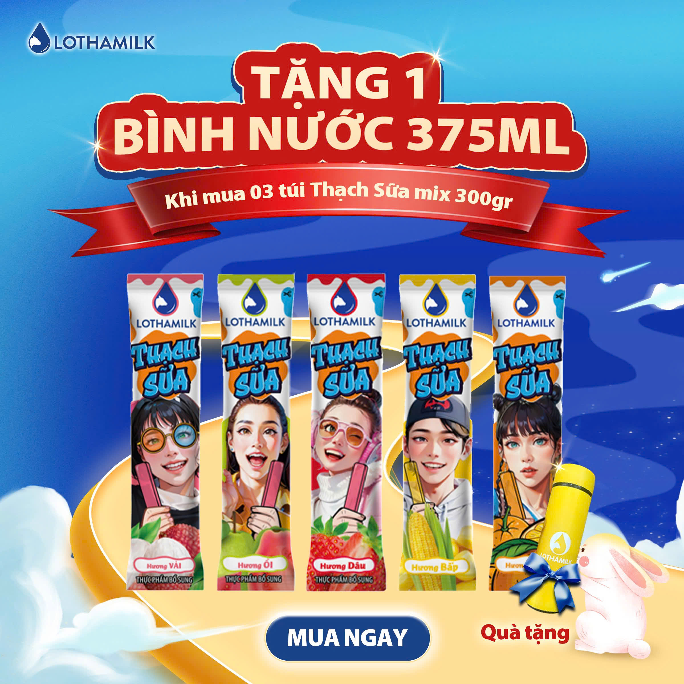 Thạch Sữa Lothamilk túi mix vị 300g