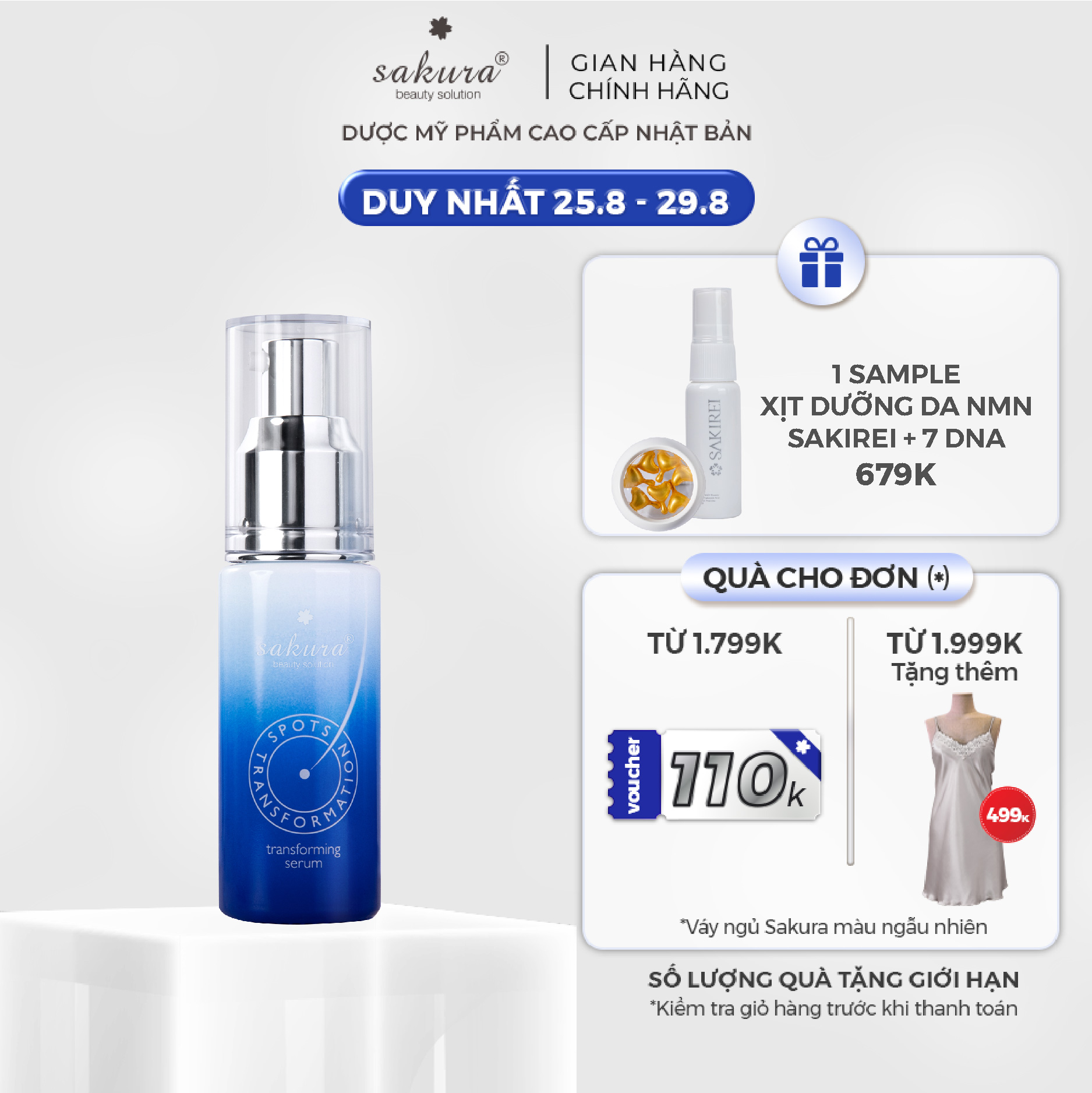 Serum làm mờ vết nám Sakura Transforming Serum 30ml
