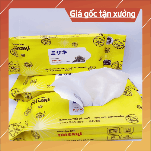 Combo 5 gói Khăn lau bếp, khăn giấy lau bếp đa năng 50 tờ, vải bi loại 1, hương liệu nhập khẩu, lau dầu mỡ, thấm hút nha