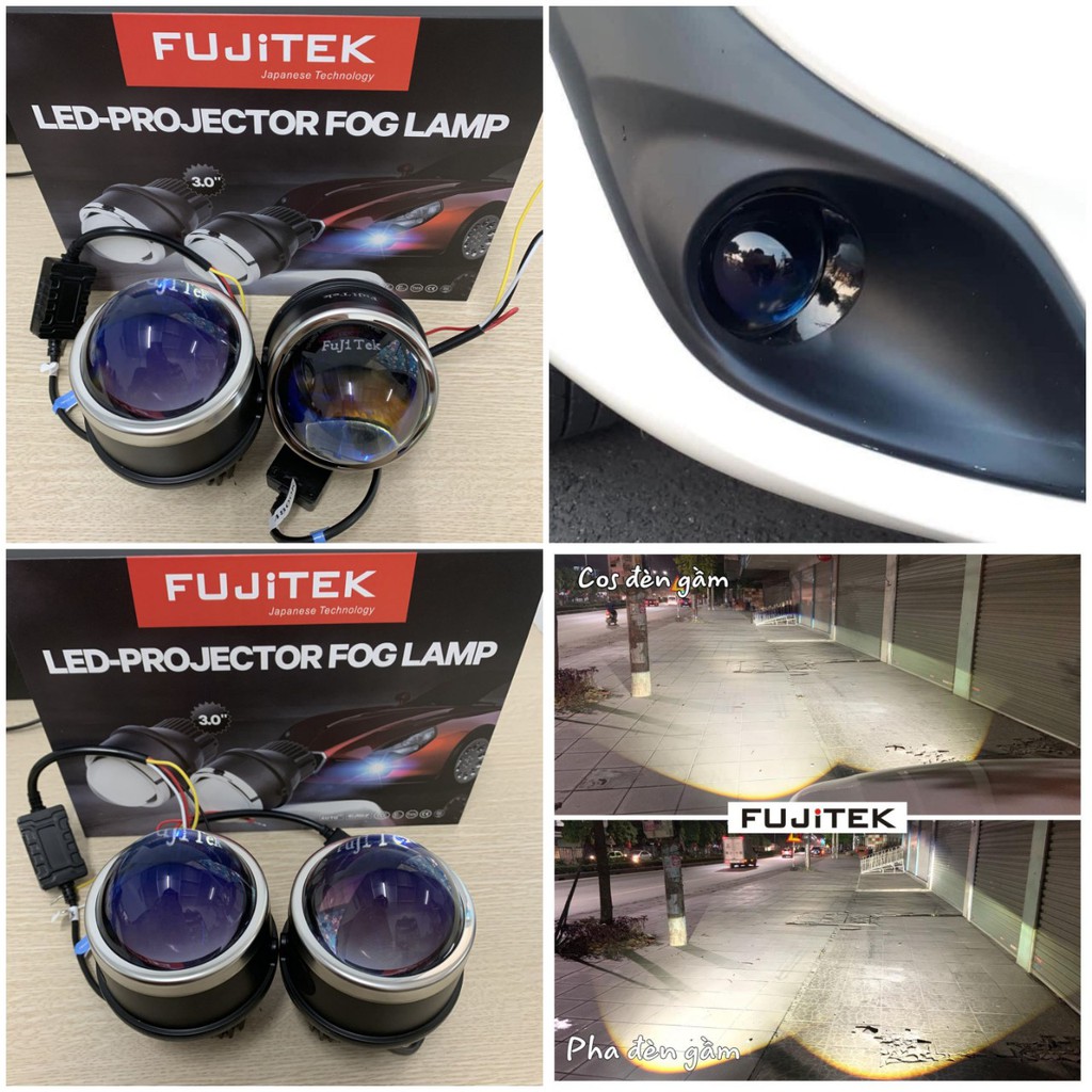 Bộ 02 đèn bi led gầm fujitek pha cos cho ô tô, xe hơi chống chói