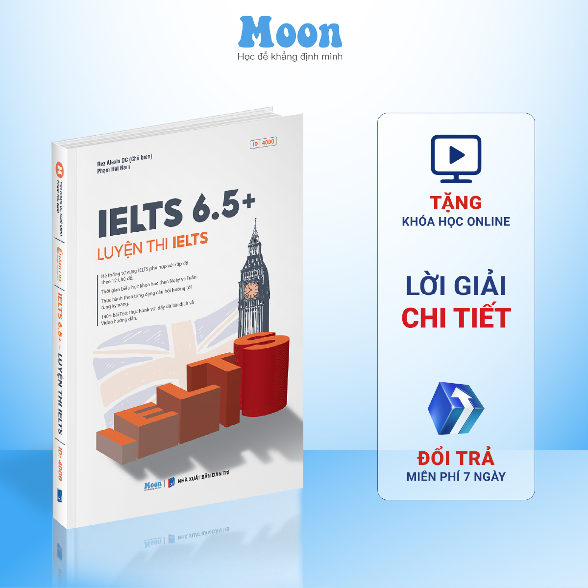 Sách IELTS 6.5+ Luyện Thi Ielts 4 Kỹ Năng Cho Người Mới Bắt Đầu Moonbook