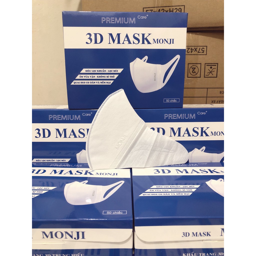 Khẩu trang 3d 3 lớp monji trắng giá tốt