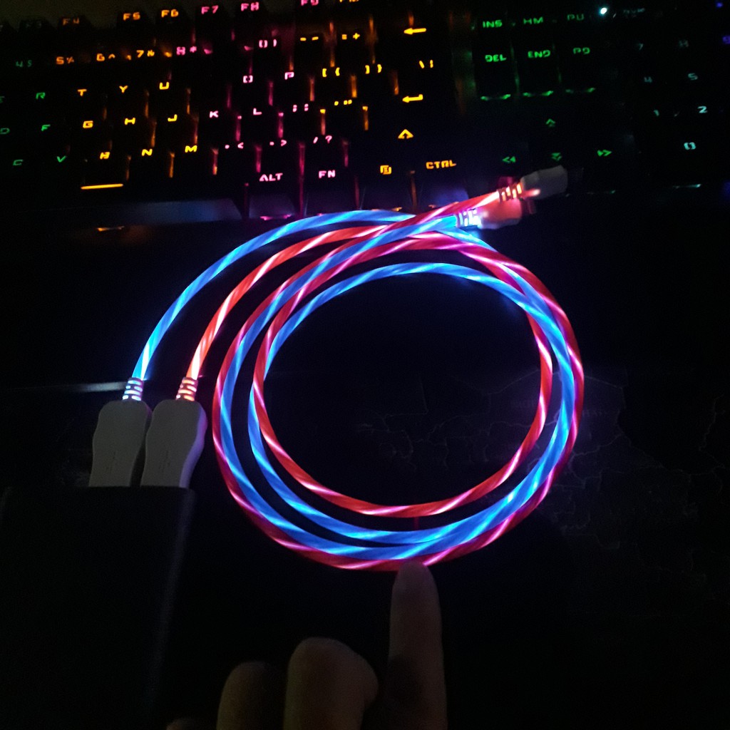 Dây cáp sạc LED đầu chuẩn lightning phát sáng hiệu ứng dòng chảy cực đẹp cho các loại máy Apple, Ipad, iphone các đời 5,6,7,8,X,SX..