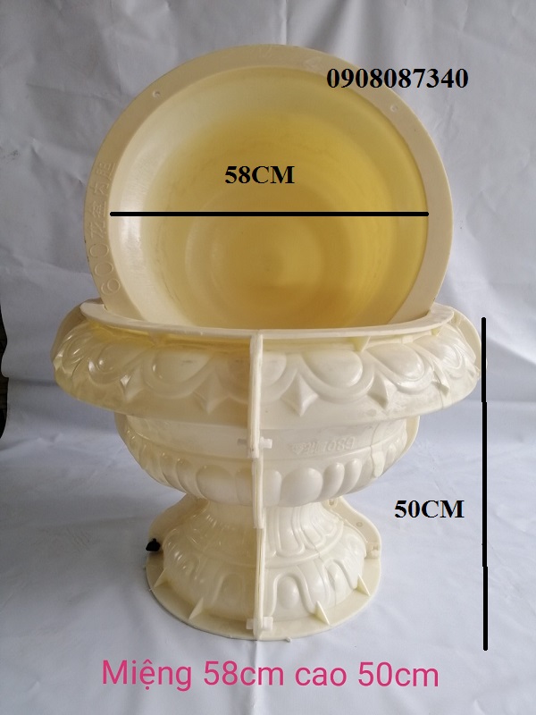 01 bộ khuôn chậu ly 58x50x41, khuôn nhựa abs đúc bê tông