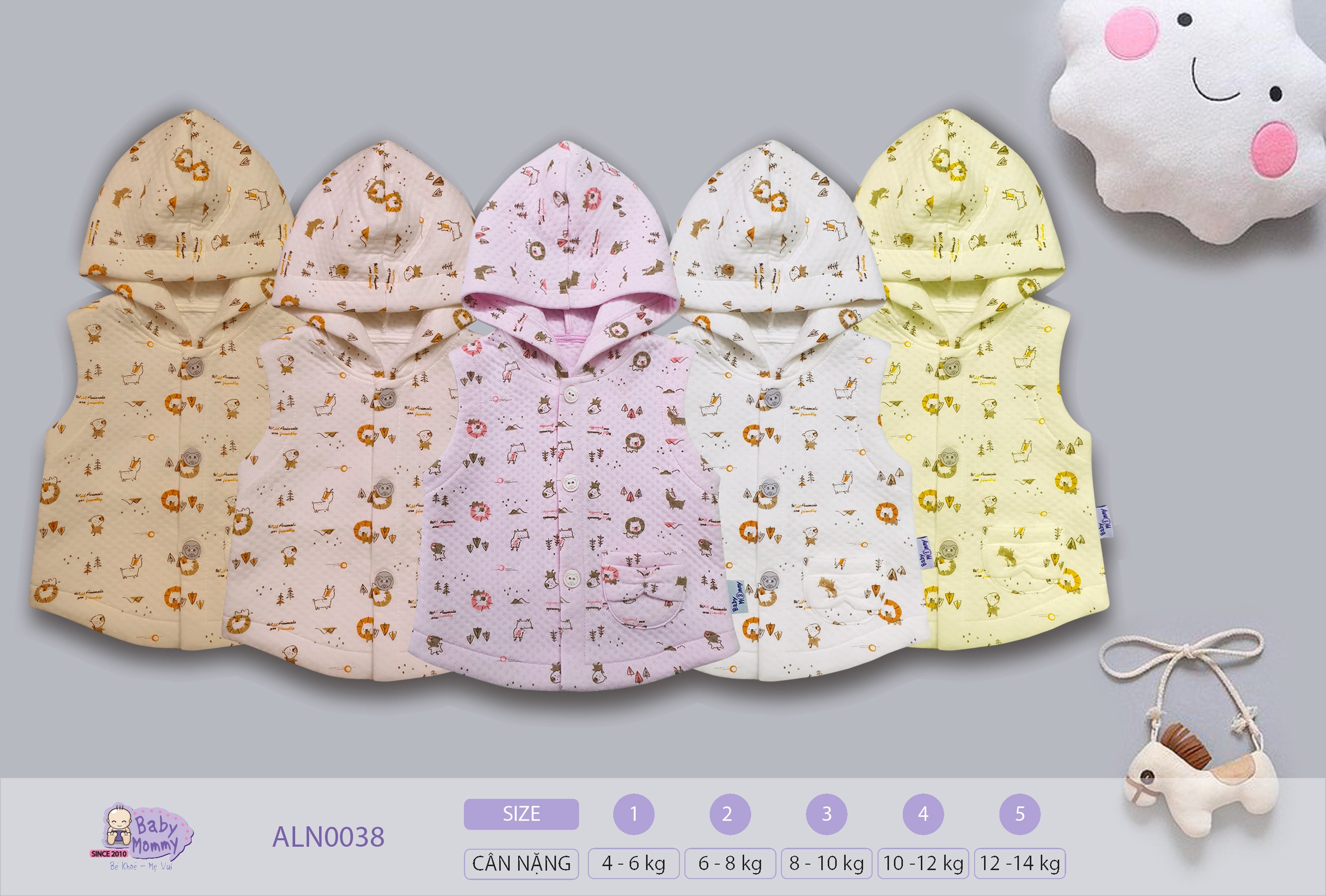 ALN38_Áo ghile nón bé gái vải dệt bông BabyMommy