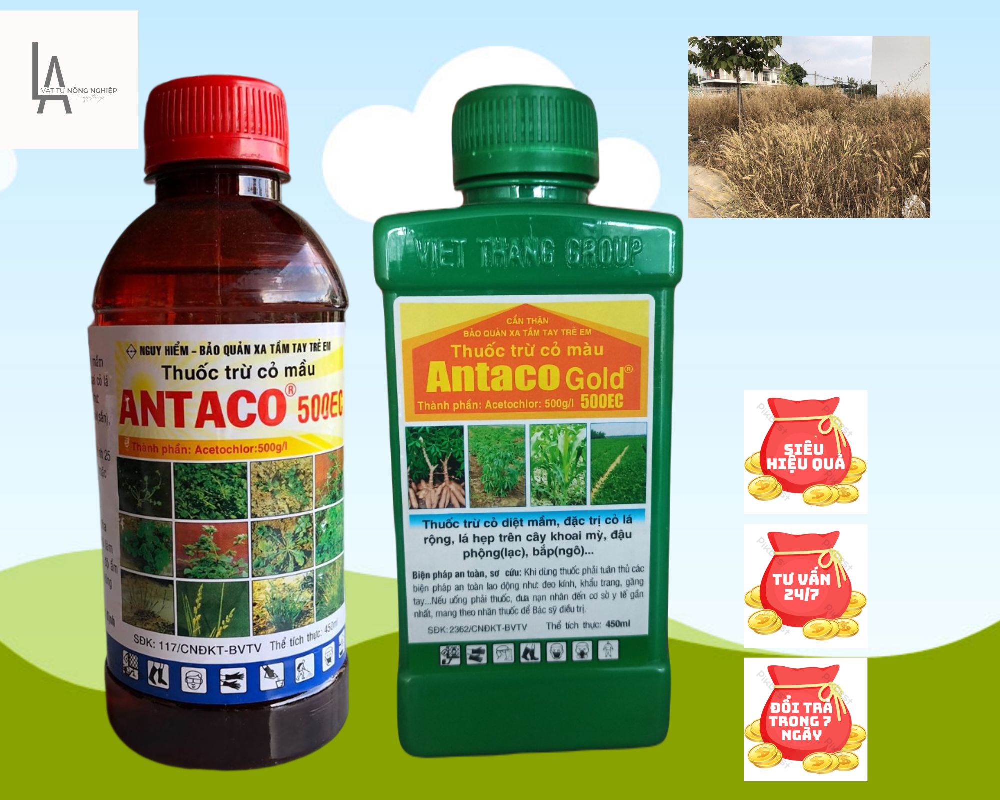 Antaco 500EC - Thuốc diệt mầm, thuốc cỏ antaco diệt mầm cỏ tận gốc chai 450ml