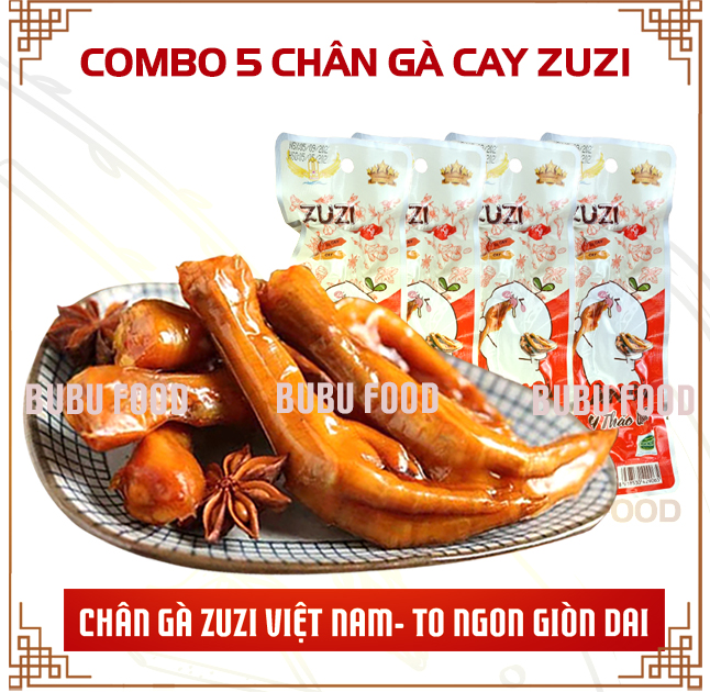 Chân gà cay Việt Nam chính hãng ZUZI, Chân gà ủ vị xì dầu tỏi ớt đậm đà thơm ngon giòn cay, CG01- Bubu Food