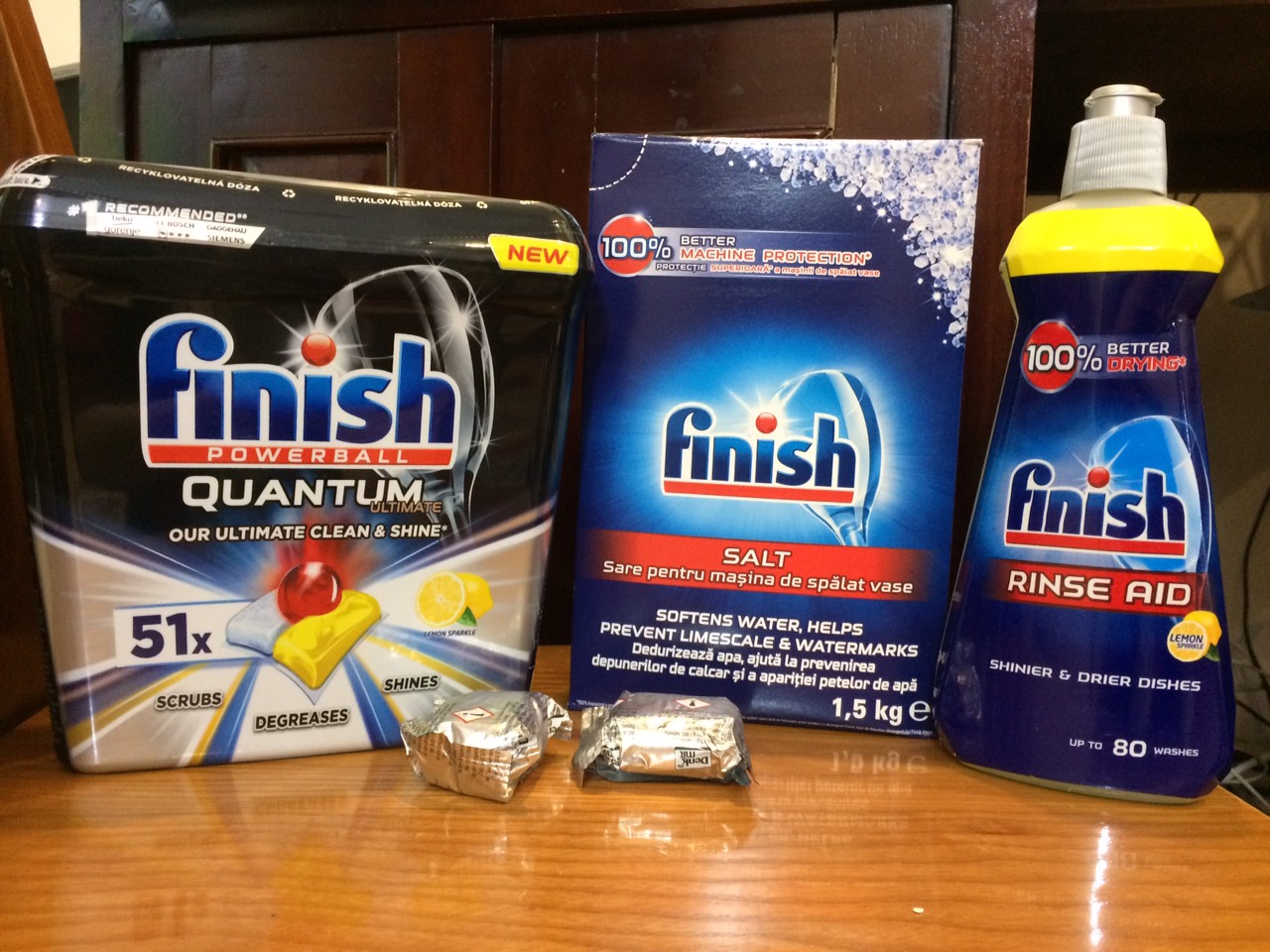 Nước làm bóng finish 400ml+Muối rửa bát finish 1.5kg dùng cho Máy rửa bát